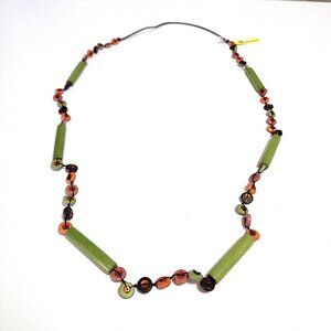 Caracol green brown orange necklace